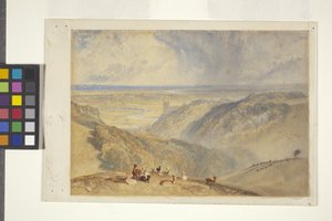 Arundel On The River Arun, efter JMW Turner (akvarel og gouache på råhvidt papir) af William II Ward