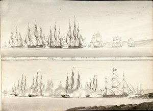 Forskellige måder at male linjer af krigsskibe på, begyndelsen af det 19. århundrede (pen, grey wash) af William Innes Pocock