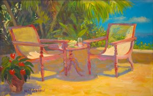 Caribisk terrasse (olie om bord) af William Ireland
