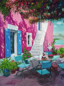 Hot pink terrasse (olie om bord) af William Ireland
