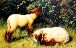 Får, ca. 1860 (olie om bord) af William J. Webbe or Webb