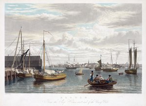 Boston, fra Ship House, vestenden af Navy Yard, ca. 1833 af William James Bennett