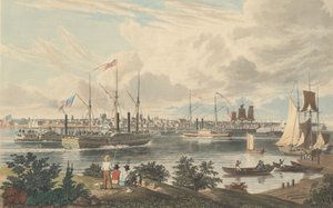 City of Detroit, Michigan: Taget fra Canada Shore nær færgen, udgivet 1837.