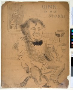 Dink in his Studio, ca. 1895 (grafit og trækul på bristol-plade) af William James Glackens