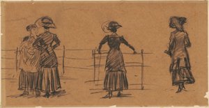 Studier af kvinder ved Parkrækværket af William James Glackens