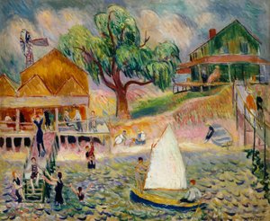 The Green Beach Cottage, Bellport, Long Island, ca. 1911-1916 (olie på lærred) af William James Glackens