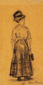 Kvinde i sort hat og sort nederdel af William James Glackens