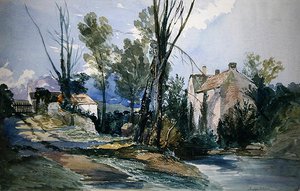 A Staffordshire Mill (akvarel på papir) af William James Muller