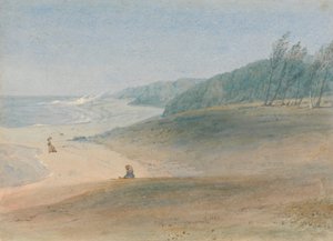 Mauritius - et barn, der ser sin mor gå nær havet, formentlig fru Chamberlayne og et af hendes børn af William John Chamberlayne
