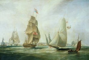Yachts kapsejlads fra slottet, Cowes (olie)