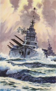 British Capital Ship (farve litho) af William John Patton McDowell