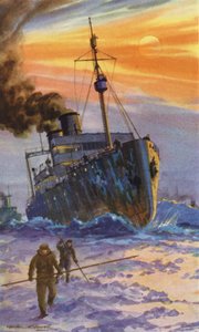 Russisk isbryder på arbejde (farve litho) af William John Patton McDowell