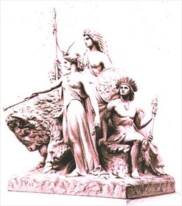 Amerika, indgraveret af kunstneren fra marmorgruppen af John Bell (1811-95) ved The Albert Memorial, Hyde Park, pub. af Virtue and Company (gravering) af William John Roffe