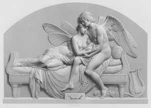Amor og Psyche, fra statuen af J Gibson, RA i dronningens samling (gravering)