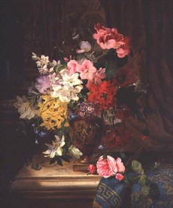 Et stilleben af blomster