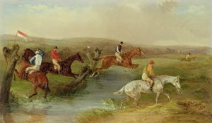 Steeplechasing: The Brook (olie på lærred)