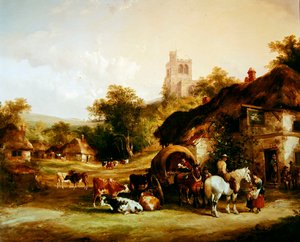 The Swan Inn (olie på panel)