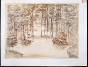 Chiswick, design til fremstilling af en vand skovhave (pen & blæk og vask over blyant) af William Kent