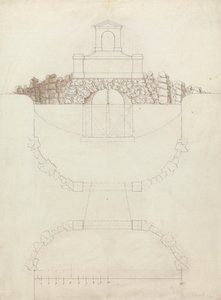 The Cascade at Chiswick House, Middlesex: Elevation and Plan af William Kent