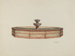 Mission Fountain, 1941. af William Kieckhofel