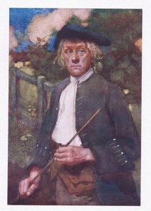 En mand alvorlig han var, og streng at se (farve litho)