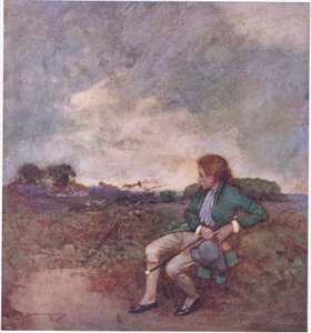 Her, mens jeg tager mine ensomme runder, midt i dine forvirrede gåture og ødelagte grunde (farve litho)