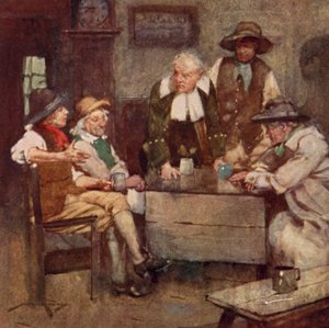 Illustration til The Deserted Village af Oliver Goldsmith (farve litho) af William Lee Hankey