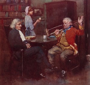 Illustration til The Deserted Village af Oliver Goldsmith (farve litho) af William Lee Hankey