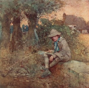 Illustration til The Deserted Village af Oliver Goldsmith (farve litho)