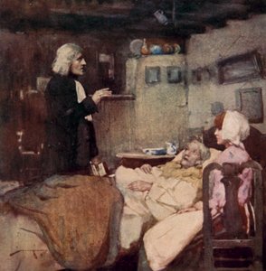 Illustration til The Deserted Village af Oliver Goldsmith (farve litho) af William Lee Hankey