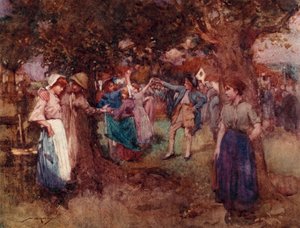 Illustration til The Deserted Village af Oliver Goldsmith (farve litho) af William Lee Hankey