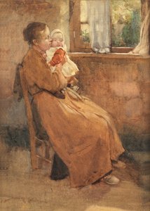 Lys i hytten (akvarel på papir) af William Lee Hankey