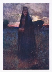 Hun kun tilbage af alt harløst tog, den triste historiker af den eftertænksomme slette (farve litho) af William Lee Hankey
