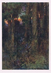 Disse sammenfiltrede skove, hvor fugle glemte at synge, men tavse flagermus i døsige klynger klæber sig (farve litho) af William Lee Hankey