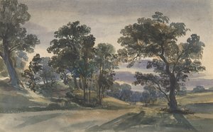 En parkudsigt i skumringen, ca. 1879. af William Leighton Leitch