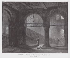 Det nordlige tværskib i Canterbury Cathedral (litografi) af William Lewis (after) Telbin
