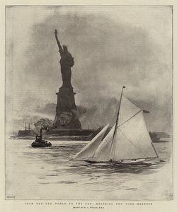 Fra den gamle verden til den nye, ind i New Yorks havn af William Lionel Wyllie