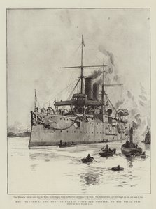 HMS Blenheim, den nye førsteklasses beskyttede krydser, på sin prøvetur