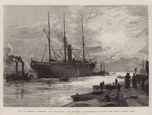 Afsted til Ashanti, farvel og held og lykke!, Steamer Coromandel forlader Royal Albert Dock