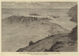Den sydamerikanske krig, by og havn i Iquique, Peru af William Lionel Wyllie