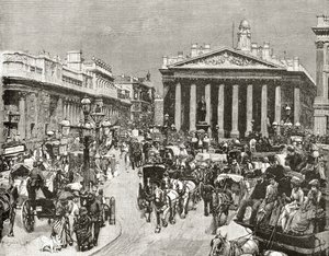 Bank of England og Royal Exchange i det nittende århundrede, fra 