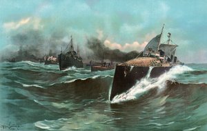 Spaniens torpedobådsflotille på vej fra De Kanariske Øer til Puerto Rico af William Louis Jnr. Sonntag
