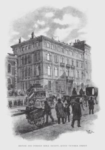 British and Foreign Bible Society, Queen Victoria Street (litho) af William Luker