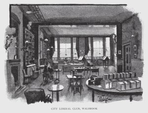 City Liberal Club, Walbrook (litho) af William Luker