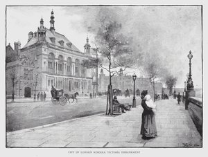 City of London Schools, Victoria Embankment (litho) af William Luker