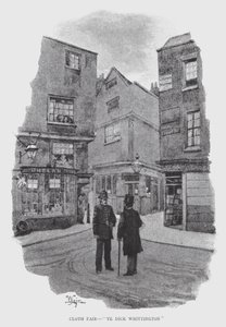 Cloth Fair, "Ye Dick Whittington" (litho) af William Luker