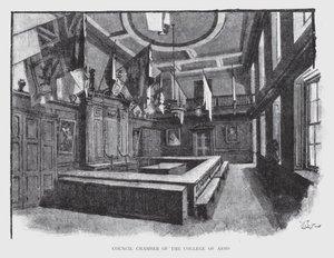 Council Chamber of College of Arms (litho) af William Luker