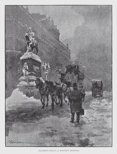 Holborn Circus, en vintermorgen (litho) af William Luker