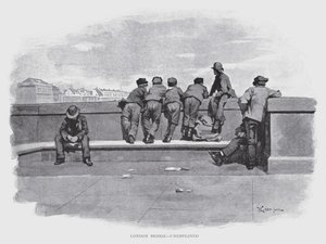 London Bridge, arbejdsløs (litho) af William Luker