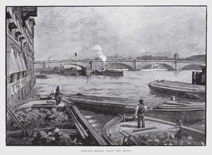 London Bridge for the River (litho) af William Luker